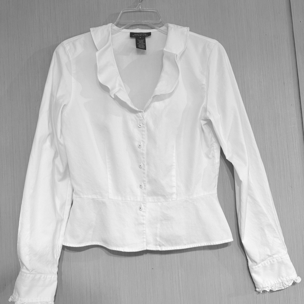 Jones New York Elegant White Button-Up Blouse